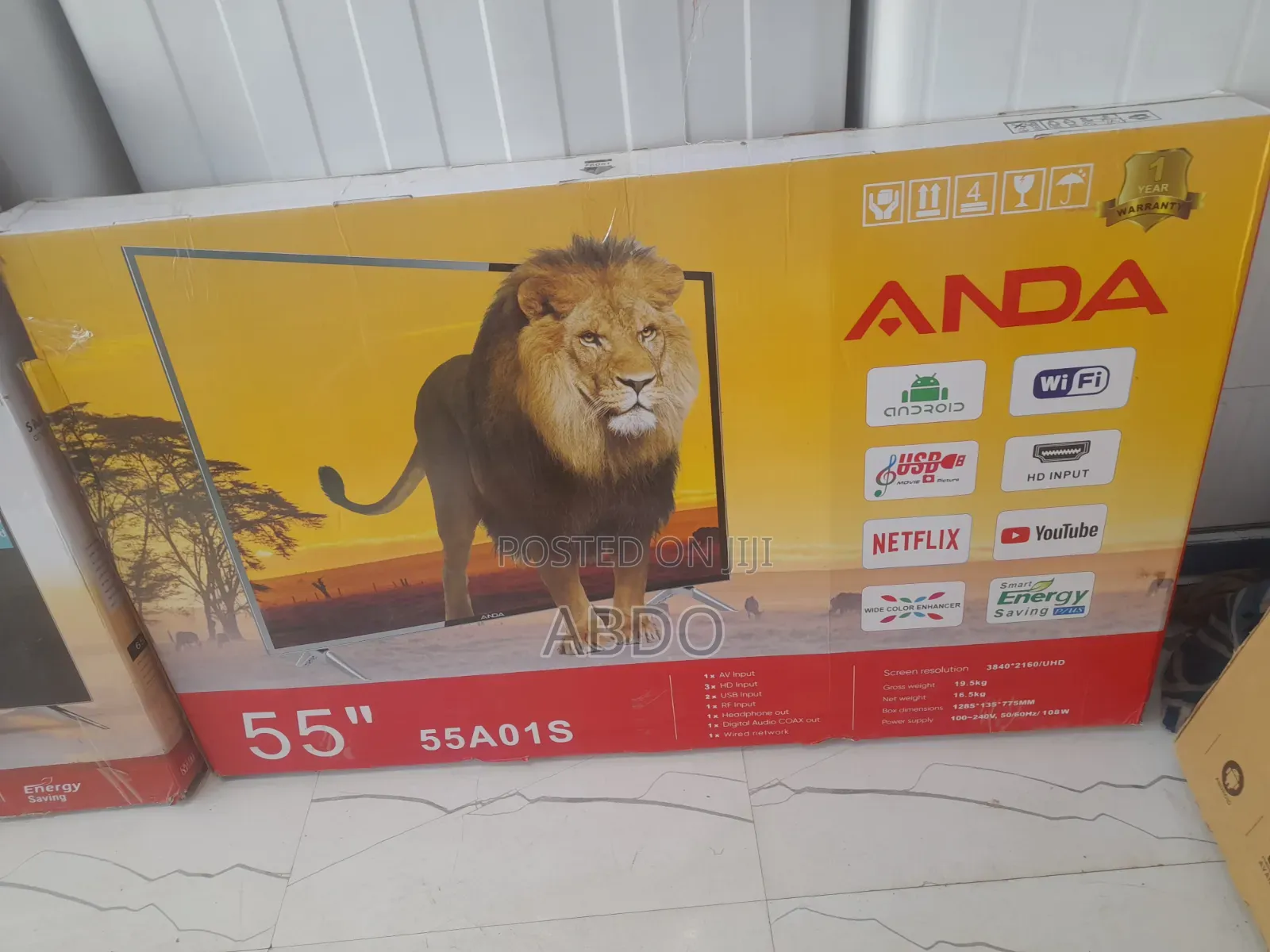 Anda Smart Led TV 55 Inch 4k Andraid Doubel Gelass 2026 Hifi Speaker N