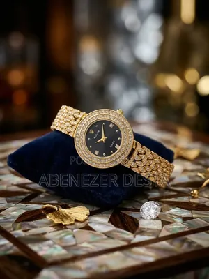 Gold-Tone Women Wristwatch the Rolex,black Analog Dial, a Double-Layer