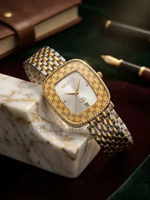 Square-Cased Gucci Women's Quartz Watch Iconic GG Monogram Gold-Toned