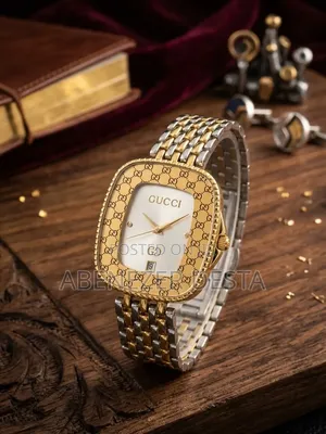 Square-Cased Gucci Women's Quartz Watch Iconic GG Monogram Gold-Toned