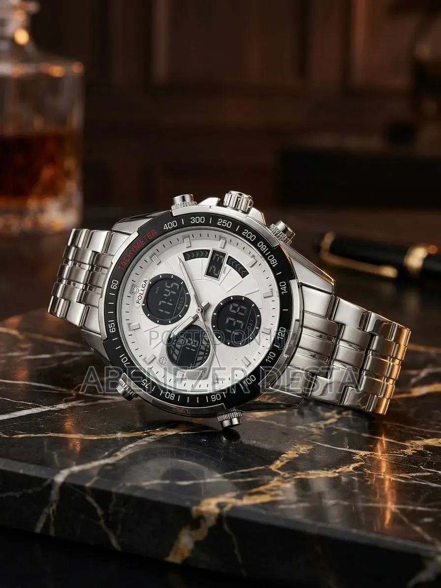 FOLLGA Analog-Digital Luxury Stainless Steel Sports Wristwatch