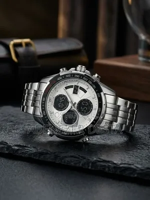 FOLLGA Analog-Digital Luxury Stainless Steel Sports Wristwatch