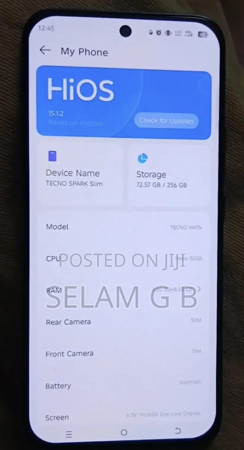New Tecno Spark Slim 256 GB Silver