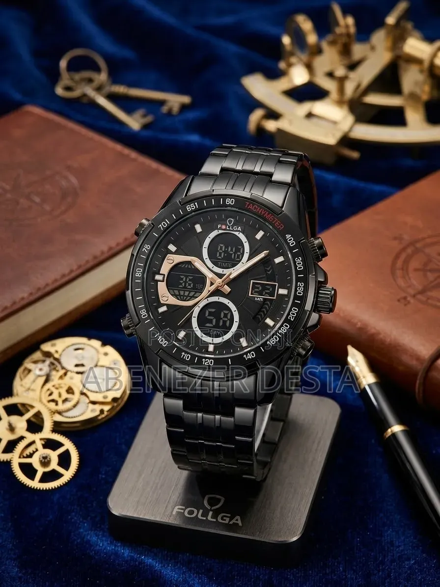 FOLLGA Dual-Display Analog-Digital Quartz Model) a Gunmetal/Bla