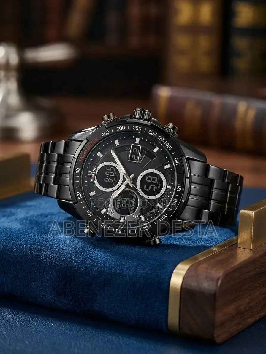 FOLLGA Dual-Display Analog-Digital Quartz Model) a Gunmetal/Bla