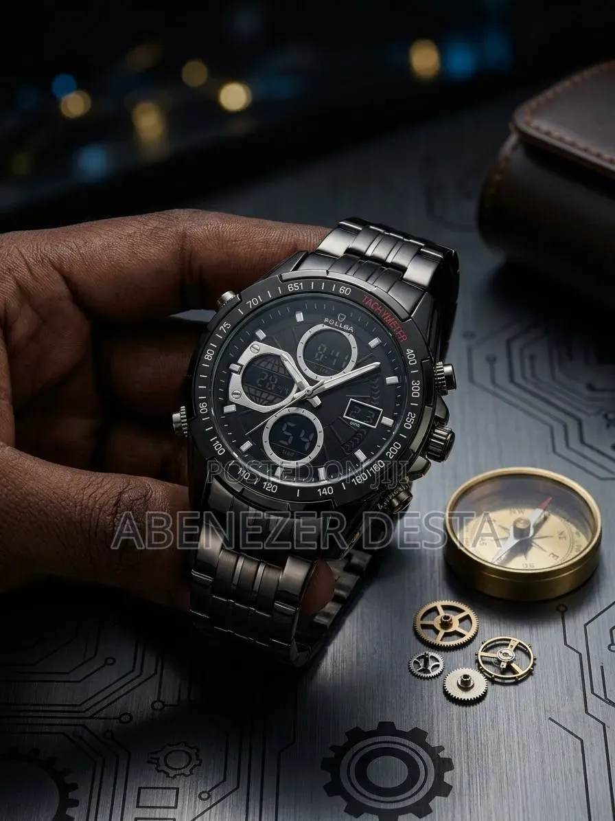FOLLGA Dual-Display Analog-Digital Quartz Model) a Gunmetal/Bla