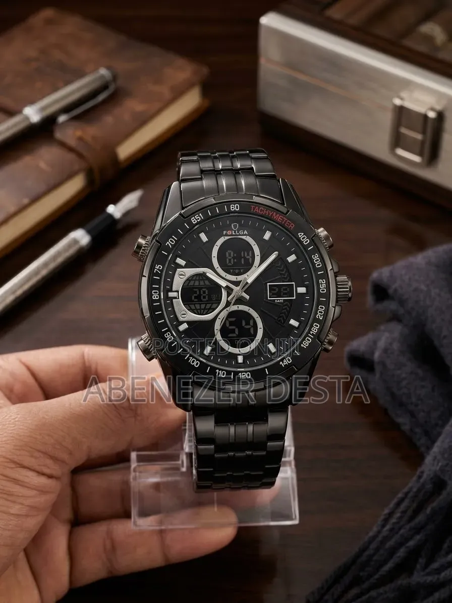 FOLLGA Dual-Display Analog-Digital Quartz Model) a Gunmetal/Bla