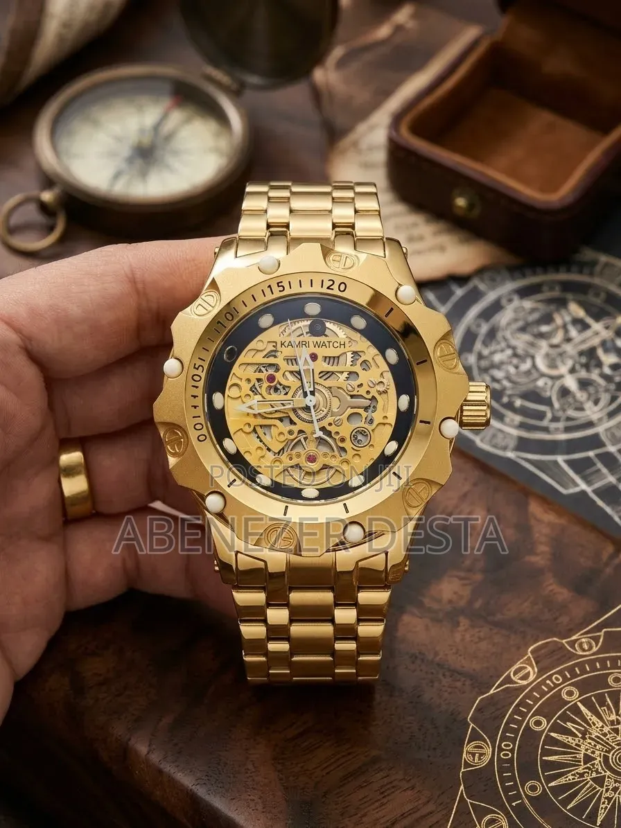 Kamri Watch Skeleton Quartz Wristwatch Styled After Chunky, Jagged
