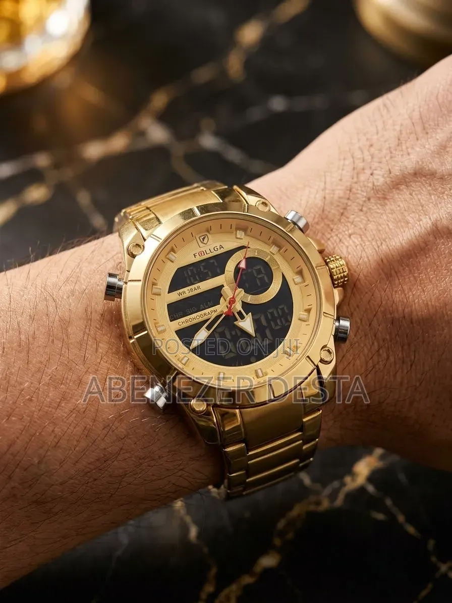 Follga, a Men's Dual-Display Analog- Digital Quartz Sports
