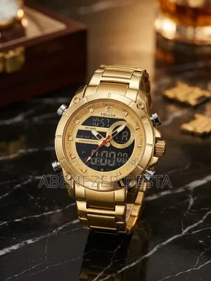 Follga, a Men's Dual-Display Analog- Digital Quartz Sports