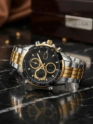 FOLLGA GOLDEN HOUR Luxury Analog Digital Watch, Dual-Display