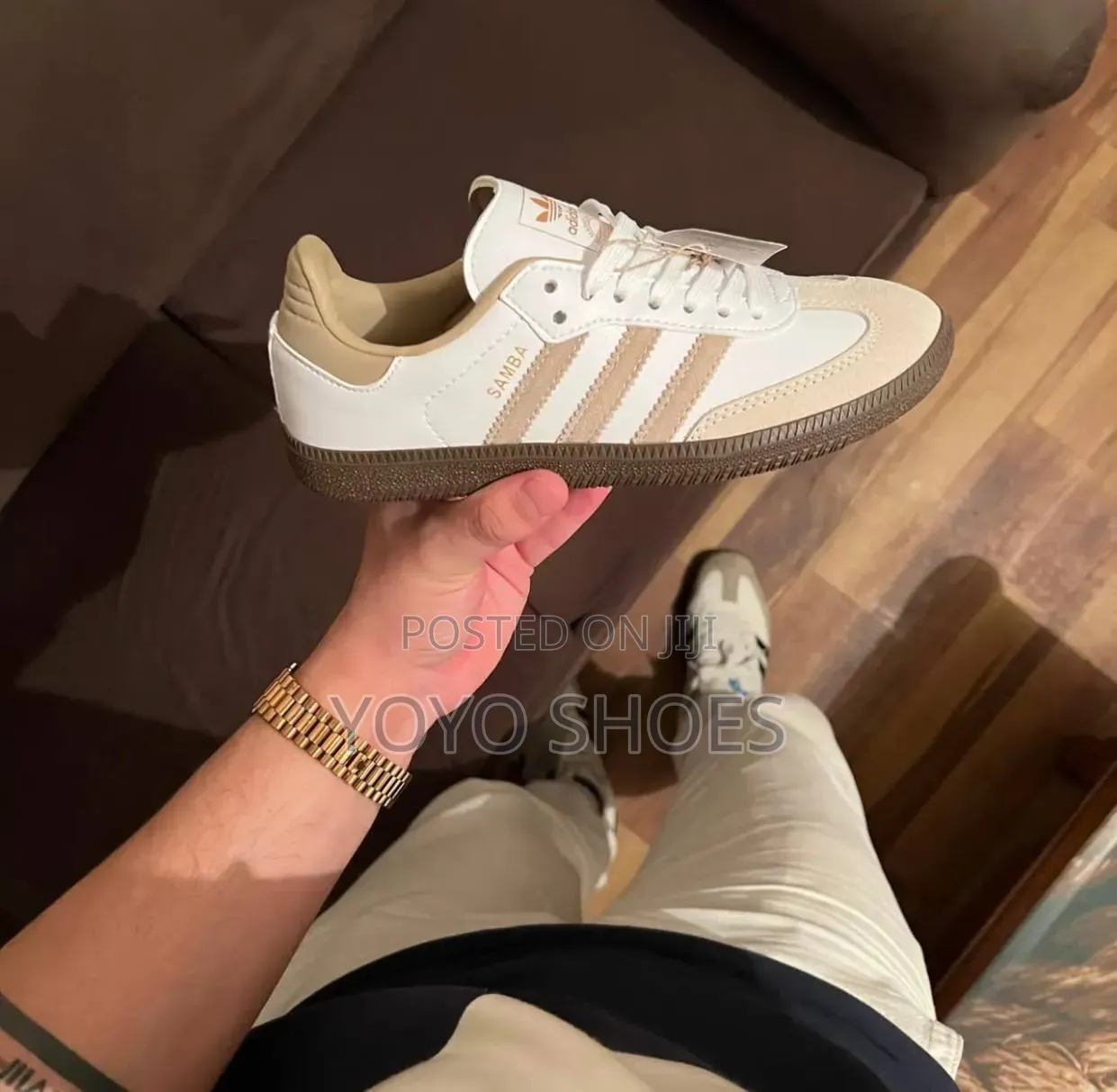 Adidas Samba OG White/ Beige Gum/Cardboard Fashion Sneaker Shoe