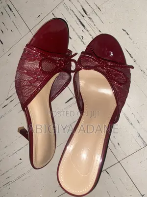 Women's Burgundy Red Bow Heeled Mule Sandal