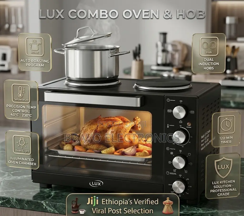 LUX 60L MINI OVEN – 2 HOT PLATES! Bake, Grill & Cook All in ONE!