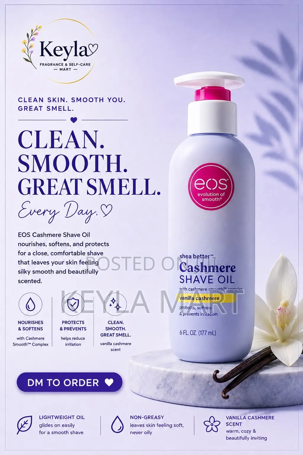 Shave Oil EOS Shea Better Cashmere – Vanilla Cashmere.