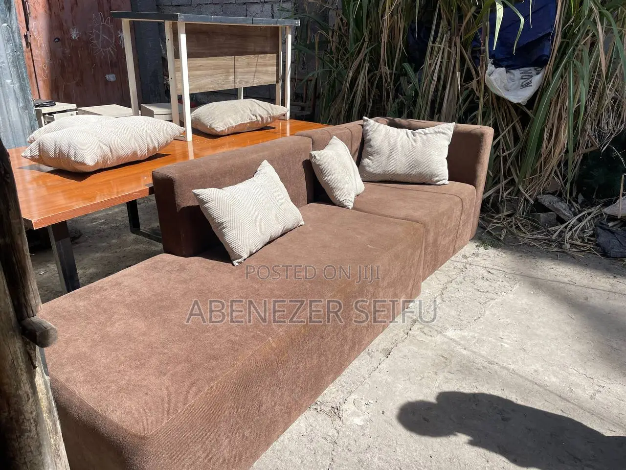 Elegant Brown Sofa Set With Cushions – Slightly Used, 3 Available