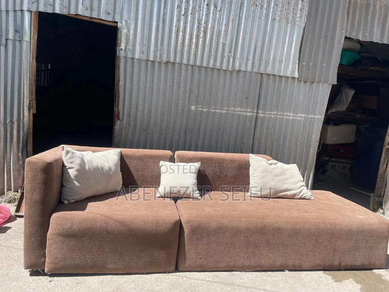 Elegant Brown Sofa Set With Cushions – Slightly Used, 3 Available