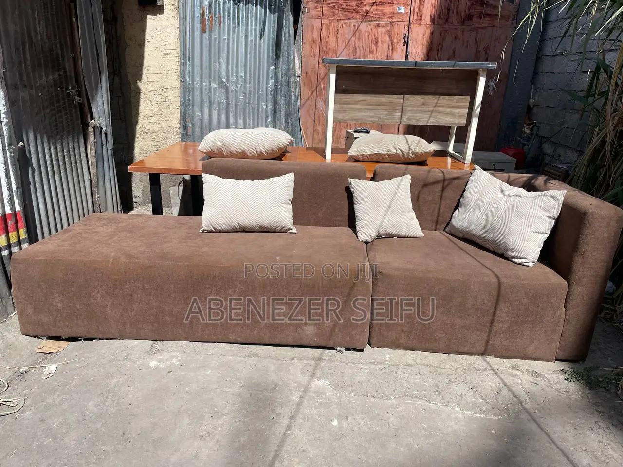 Elegant Brown Sofa Set With Cushions – Slightly Used, 3 Available