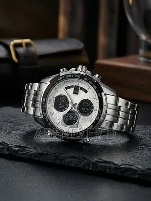 FOLLGA Analog-Digital Luxury Stainless Steel Sports Wristwatch