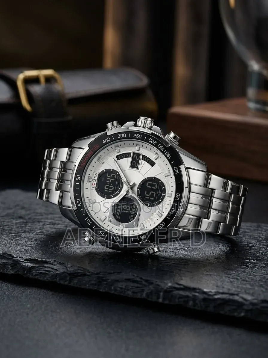 FOLLGA Analog-Digital Luxury Stainless Steel Sports Wristwatch