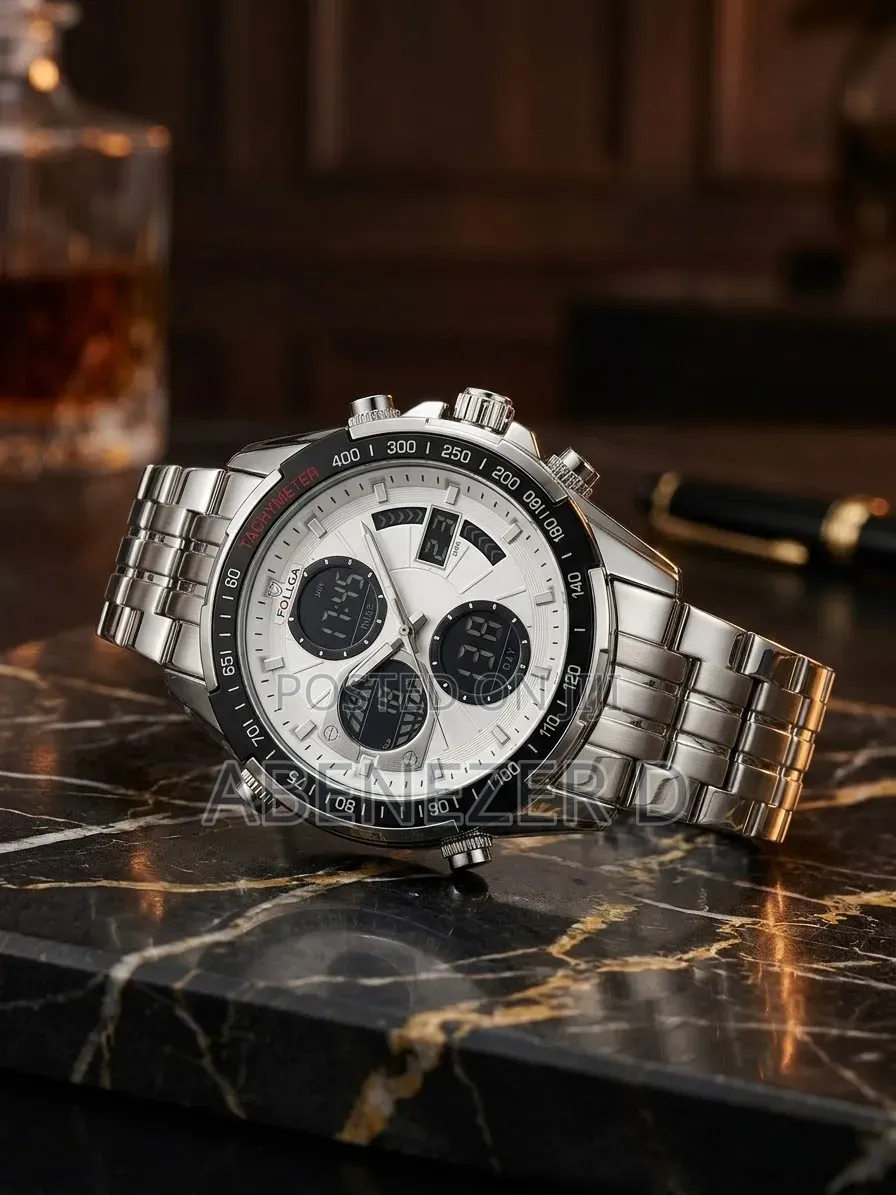 FOLLGA Analog-Digital Luxury Stainless Steel Sports Wristwatch