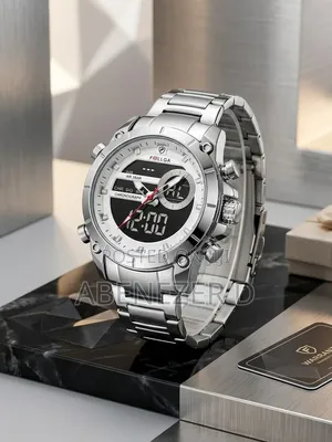 FOLLGA Dual-Display Quartz Wristwatch. It Featuresstainless Steel Case