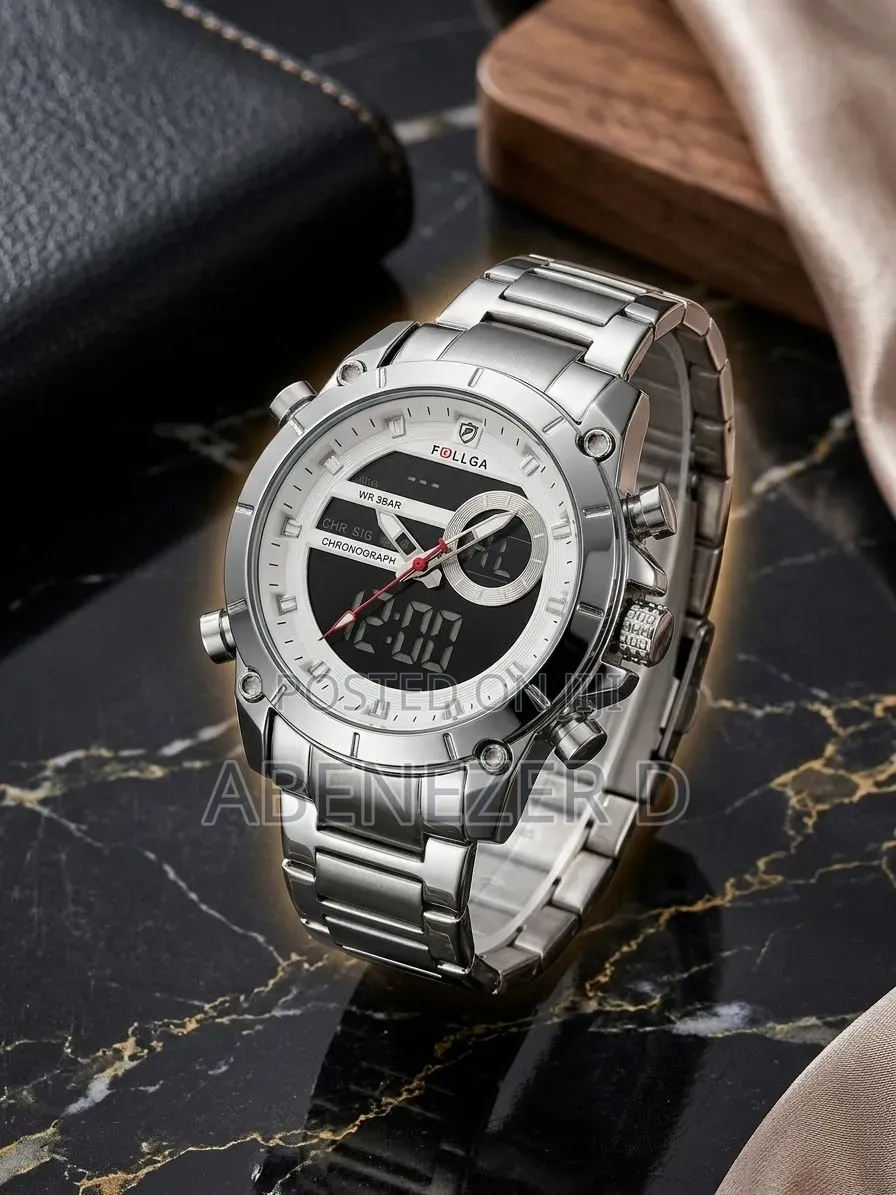 FOLLGA Dual-Display Quartz Wristwatch. It Featuresstainless Steel Case