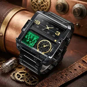 Fitron Square-Cased Dual-Display (Analog and Digital) Men's Wristwatc
