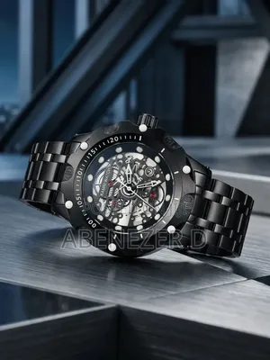 Kamri Watch Men's Skeleton-Style Wristwatch Featuring Black Stainless