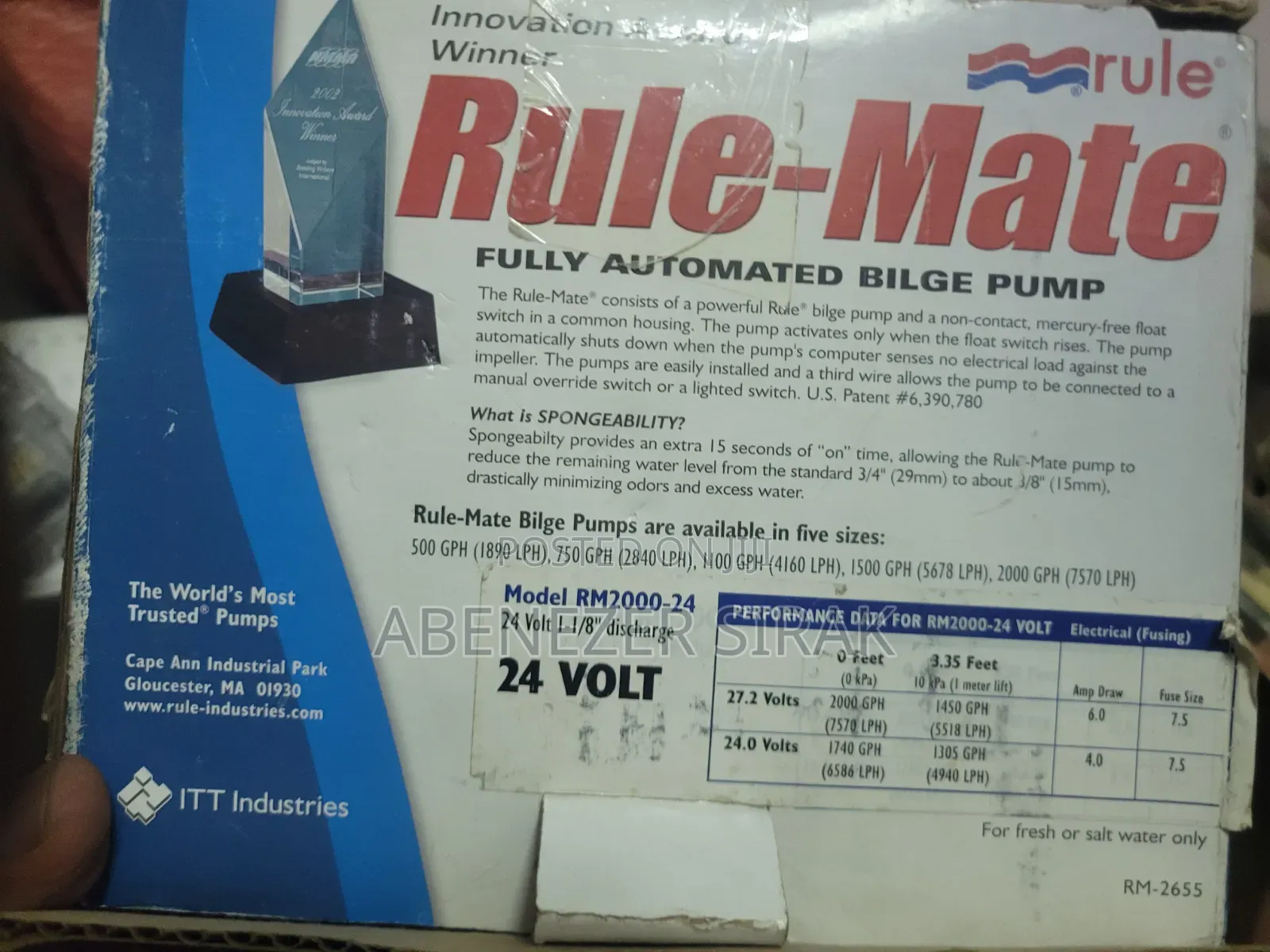 Rule-Mate 2000 GPH Fully Automated Submersible Bilge Pump