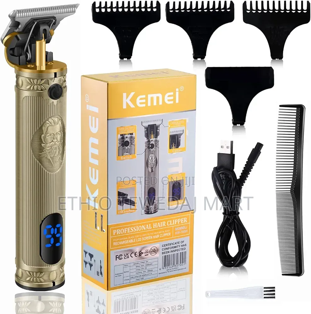 Kemei Professional Rechargeable Hair Clipper Beard Trimmer የፀጉር መቁረጫ