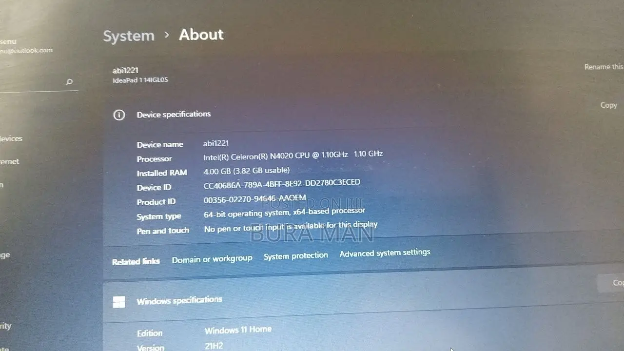 Laptop Lenovo Ideapad 3 4GB Intel Celeron SSD 128GB
