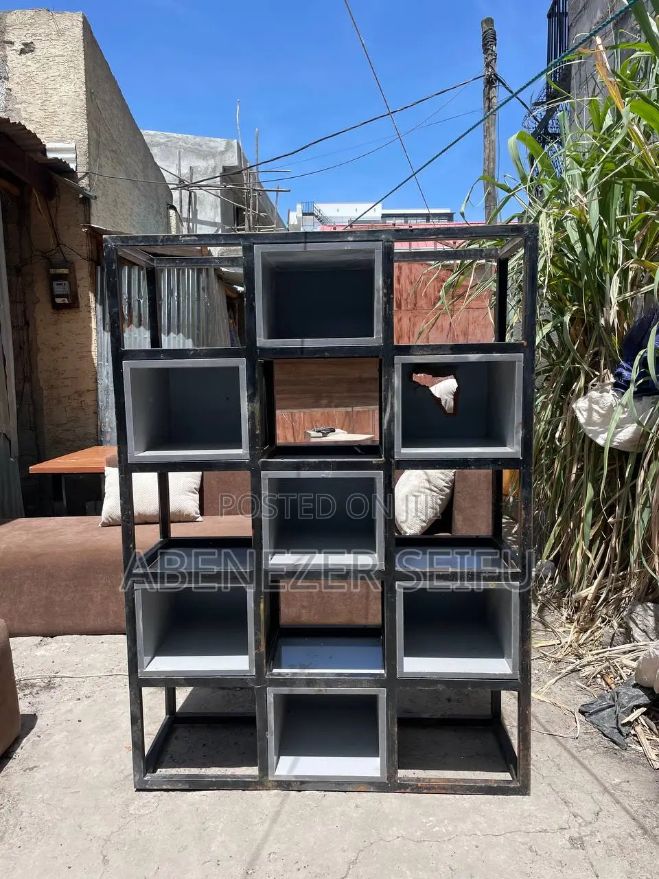 MDF and Metal Display Shelf Cabinet-Slightly Used