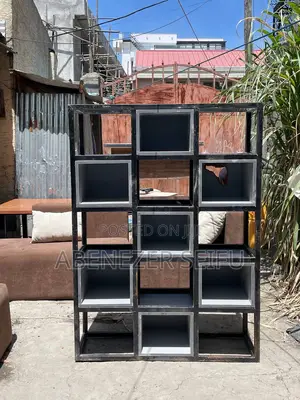 MDF and Metal Display Shelf Cabinet-Slightly Used