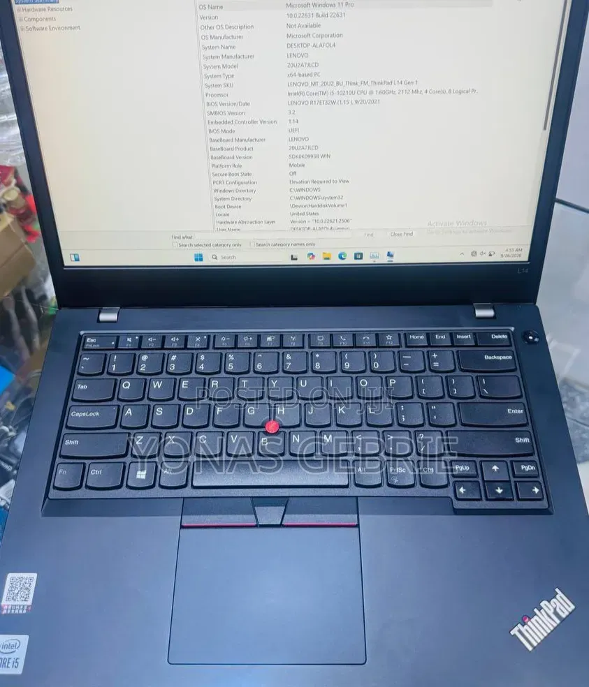 New Laptop Lenovo ThinkPad L14 8GB Intel Core i5 SSD 256GB