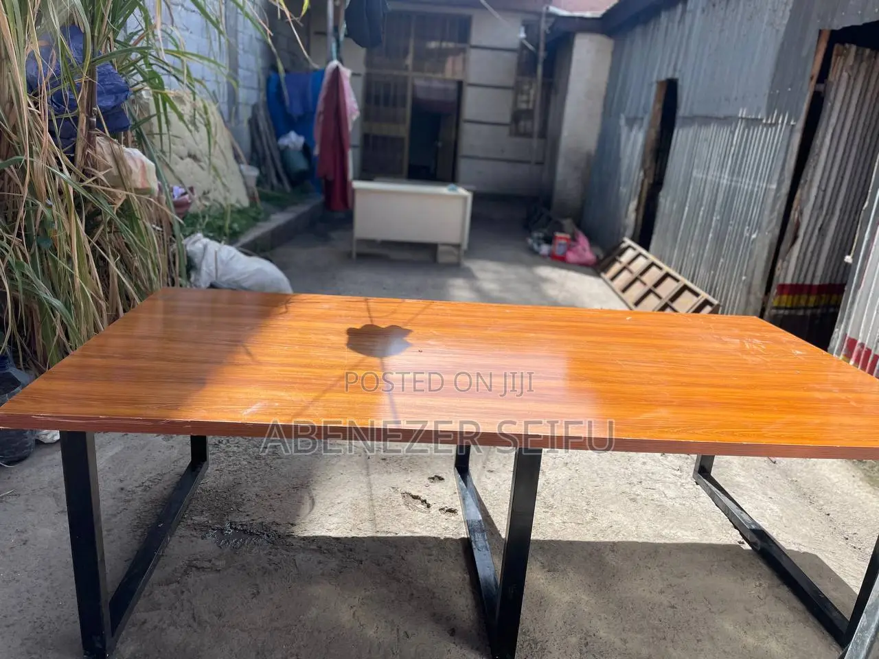 Large Wooden Meeting Table With Metal Legs - Slightly Used