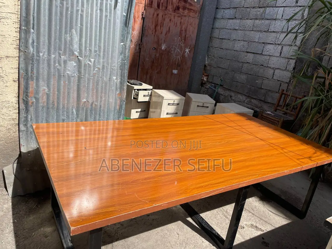 Large Wooden Meeting Table With Metal Legs - Slightly Used