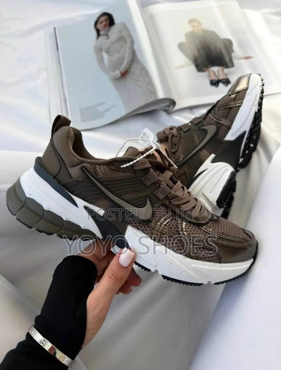 Nike V2K Run Mink Brown / Ironstone Women Fashion Sneaker Shoe