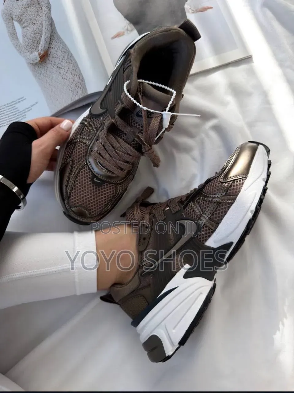 Nike V2K Run Mink Brown / Ironstone Women Fashion Sneaker Shoe