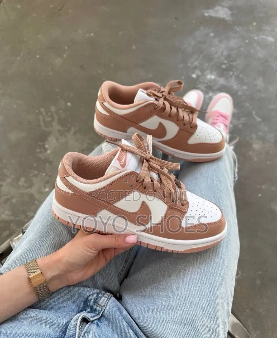 Shows the Nike Dunk Low "Rose Whisper" Women's Fashion Sneaker Shoe