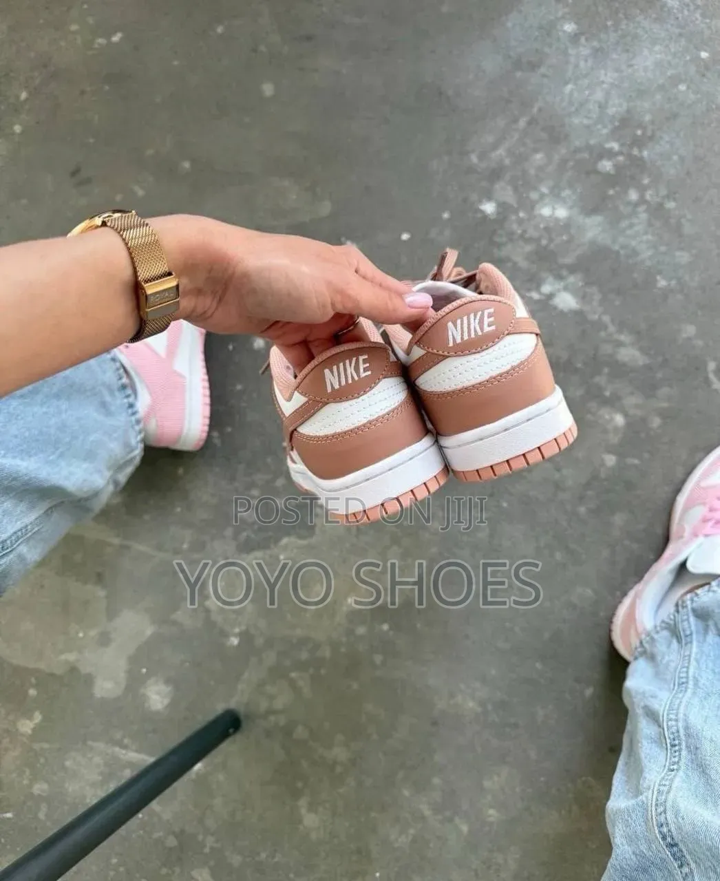 Shows the Nike Dunk Low "Rose Whisper" Women's Fashion Sneaker Shoe