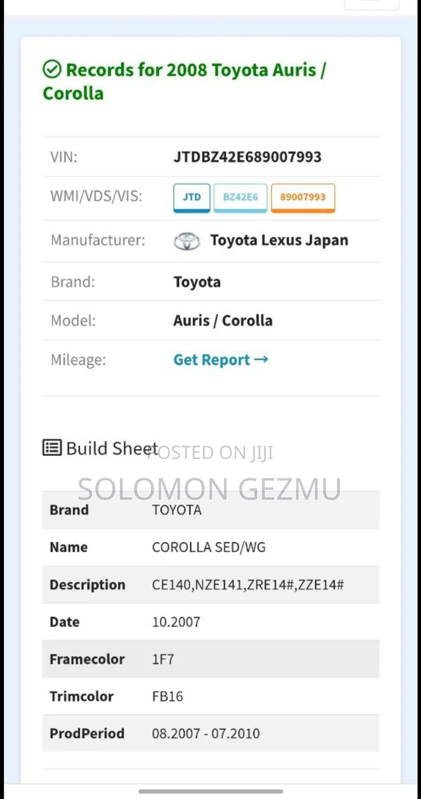 Toyota Corolla 1.6 VVT-i 2008 Silver