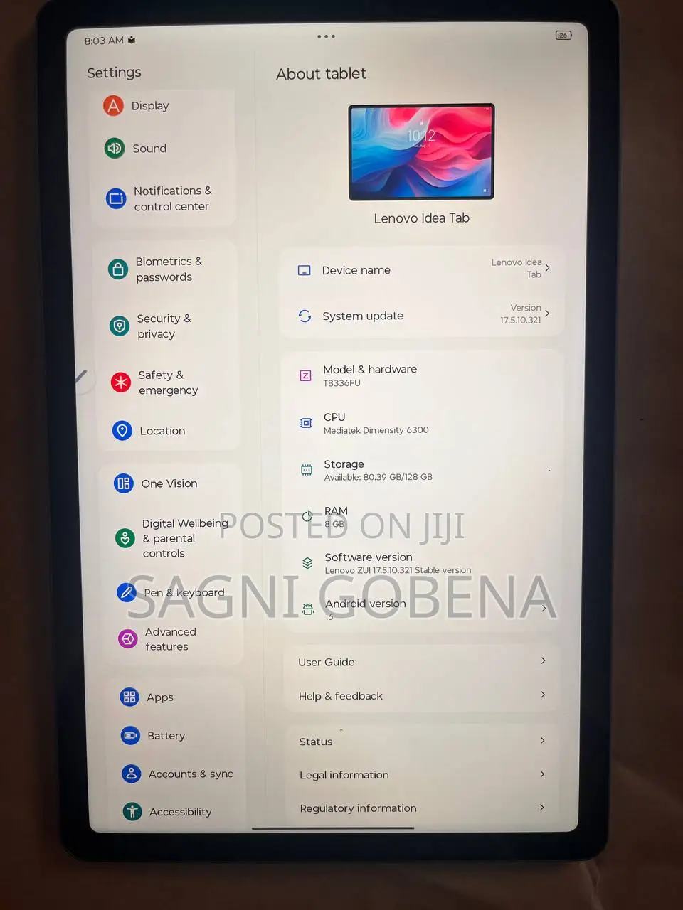 New Lenovo Tab TB311FU 128 GB Silver