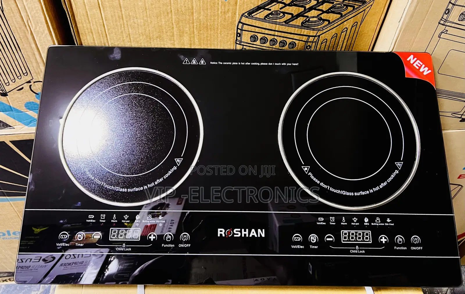 Roshan Electric Stove Original Digital Touch Stove– 2000W, 2Hot Plate