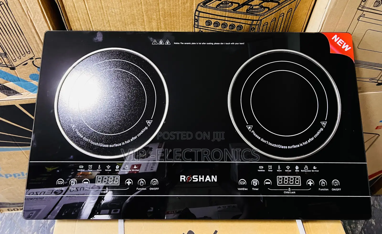 Roshan Electric Stove Original Digital Touch Stove– 2000W, 2Hot Plate