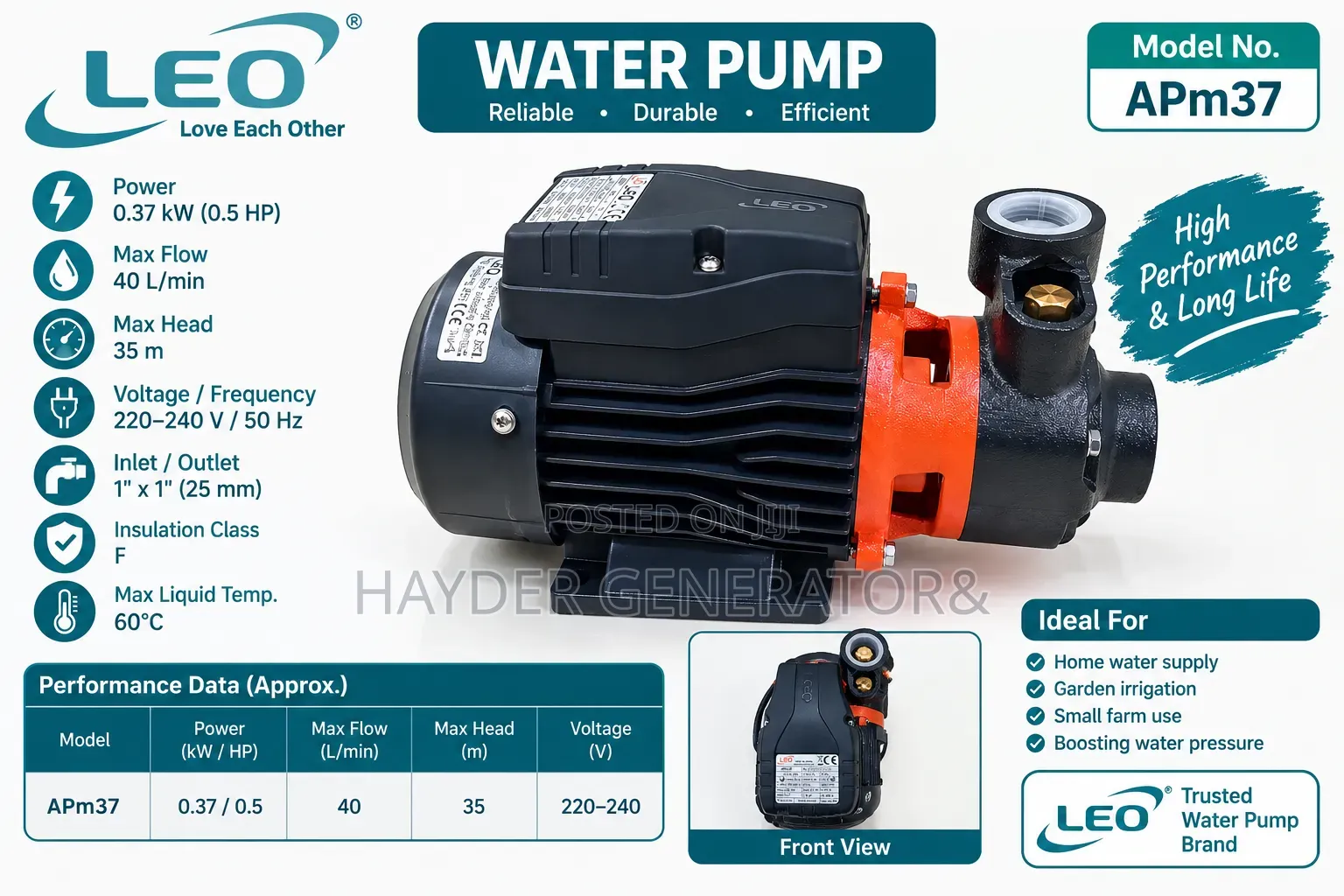 Water Pump 0.5 HP