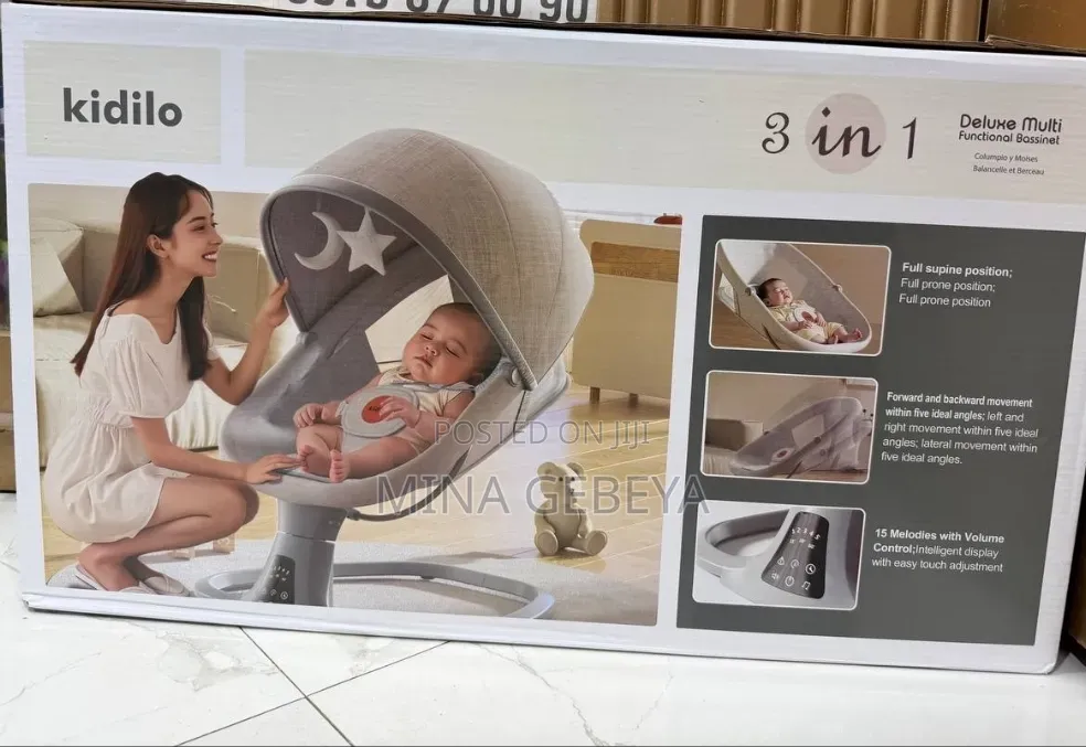 Kidilo 3-in-1 Deluxe Swing & Bassinet!