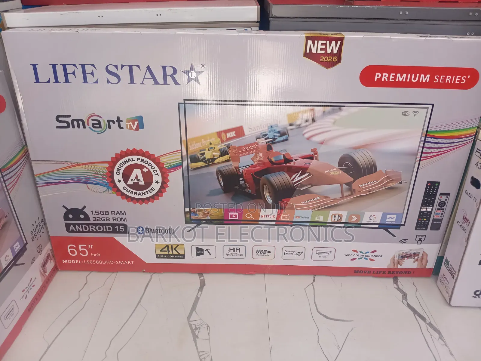 Life Star Smart TV 65 Inch 4k Andraid Doubel Gelass 2026 New Premium