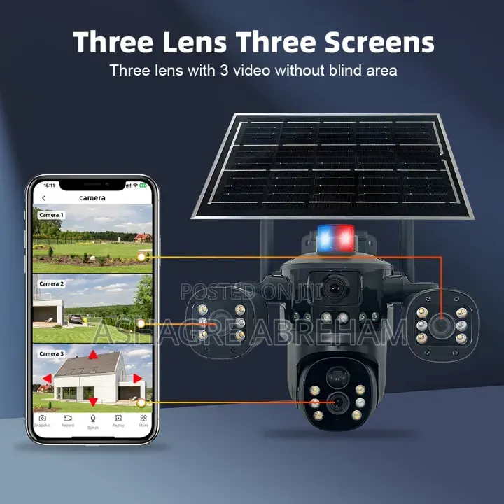 Multi Lens V380 Solar Security Camera