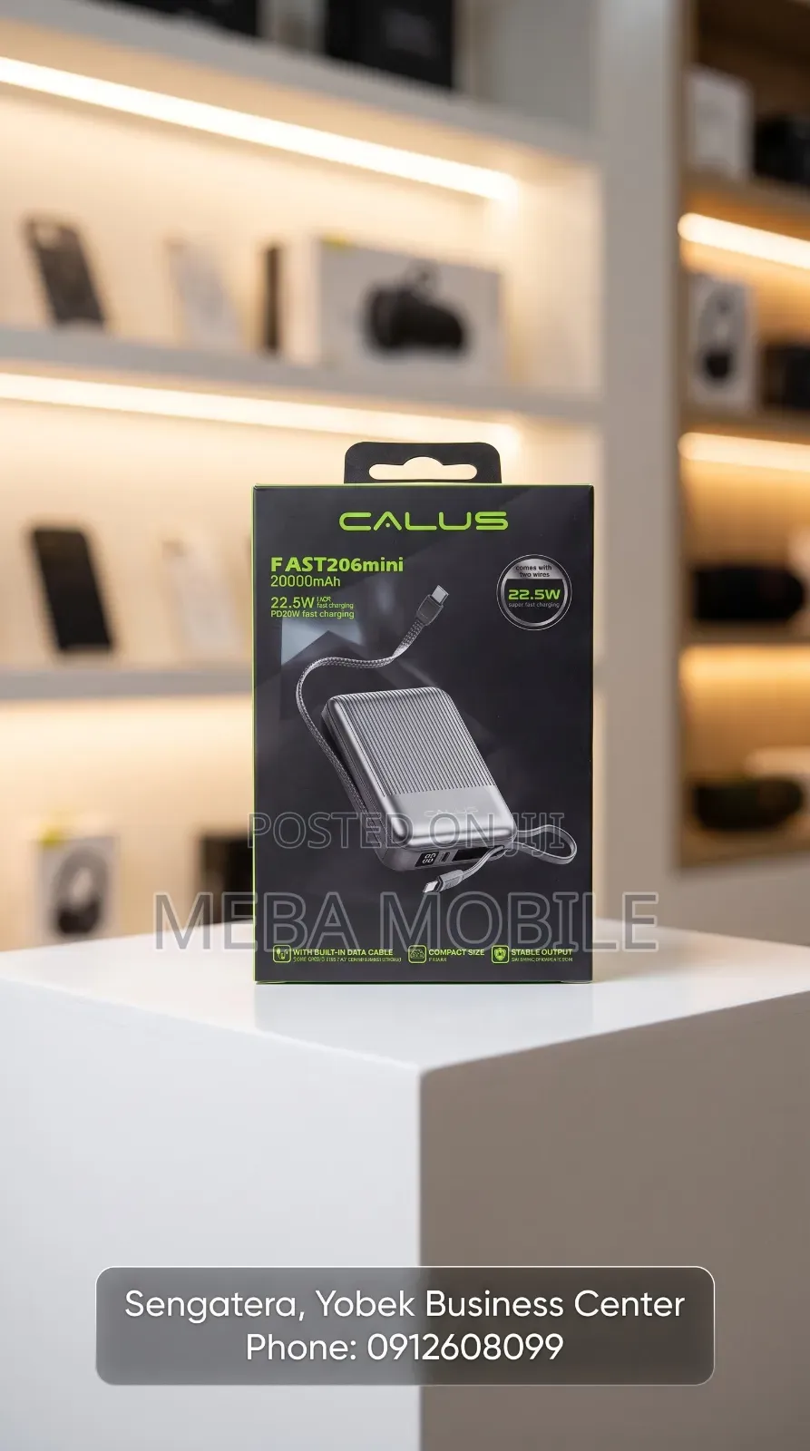 CALUS FAST206mini 20000mAh Power Bank With Built-in Cables